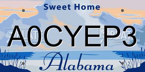 A0CYEP3 Alabama License Plate
