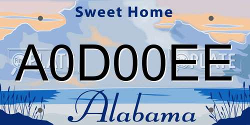 A0D00EE Alabama License Plate