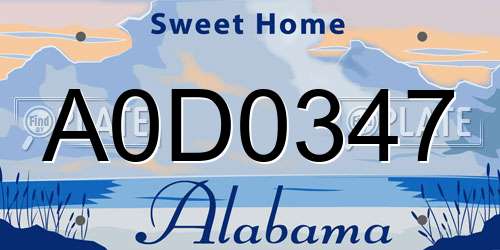 A0D0347 Alabama License Plate