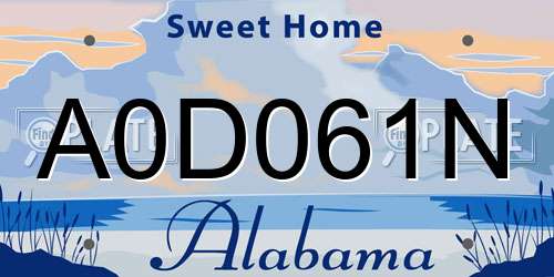 A0D061N Alabama License Plate