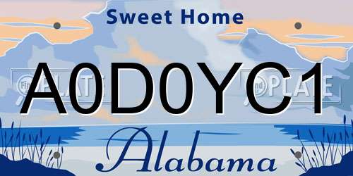 A0D0YC1 Alabama License Plate
