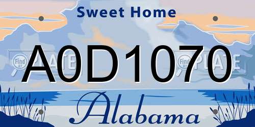 A0D1070 Alabama License Plate