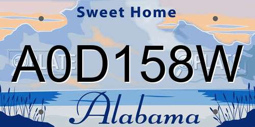 A0D158W Alabama License Plate