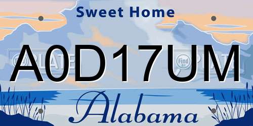 A0D17UM Alabama License Plate
