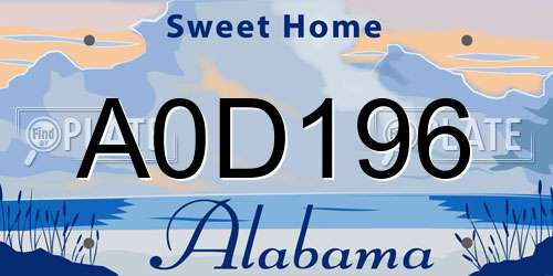 A0D196 Alabama License Plate