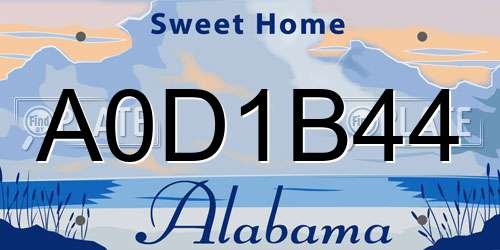 A0D1B44 Alabama License Plate