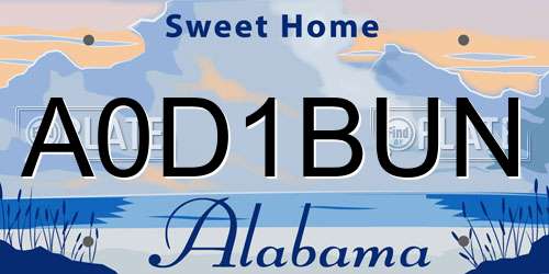 A0D1BUN Alabama License Plate