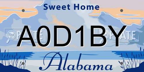 A0D1BY Alabama License Plate
