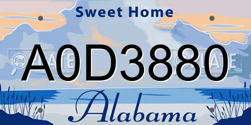 A0D3880 Alabama License Plate