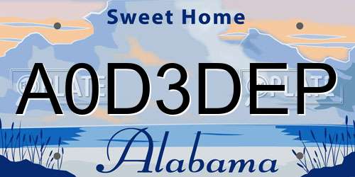 A0D3DEP Alabama License Plate