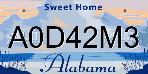 A0D42M3 Alabama License Plate