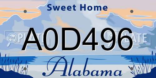 A0D496 Alabama License Plate