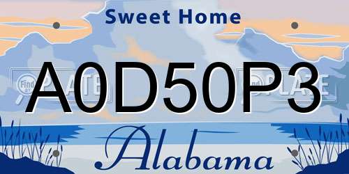A0D50P3 Alabama License Plate