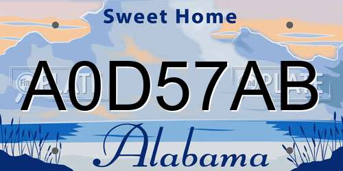 A0D57AB Alabama License Plate