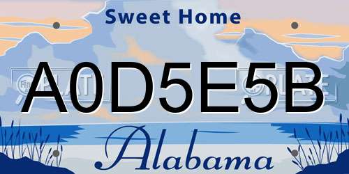 A0D5E5B Alabama License Plate