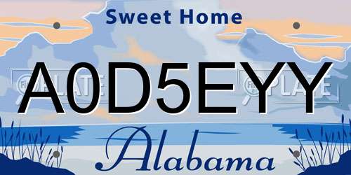 A0D5EYY Alabama License Plate