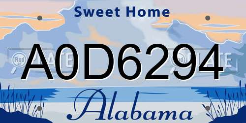 A0D6294 Alabama License Plate