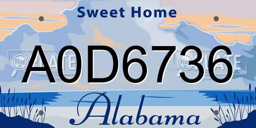 A0D6736 Alabama License Plate