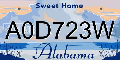 A0D723W Alabama License Plate