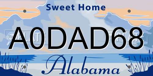 A0DAD68 Alabama License Plate