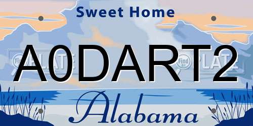 A0DART2 Alabama License Plate