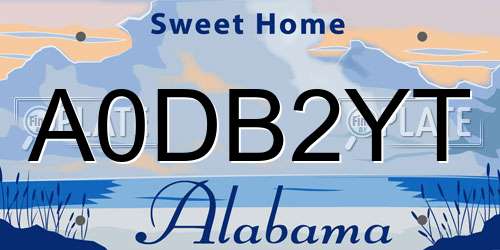 A0DB2YT Alabama License Plate