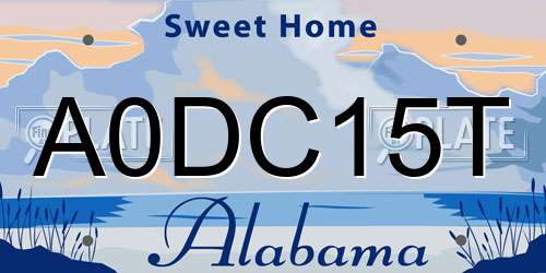 A0DC15T Alabama License Plate