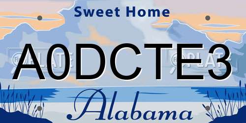 A0DCTE3 Alabama License Plate