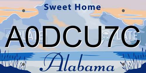 A0DCU7C Alabama License Plate
