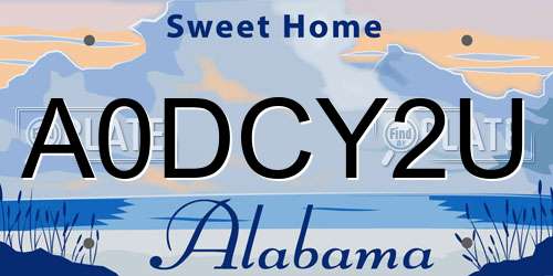 A0DCY2U Alabama License Plate