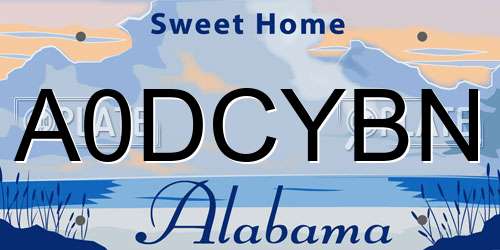 A0DCYBN Alabama License Plate