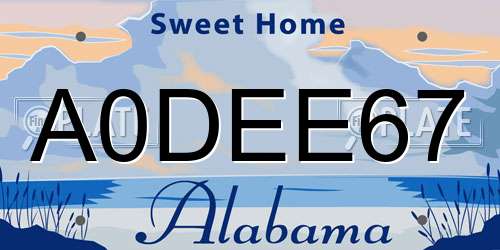 A0DEE67 Alabama License Plate