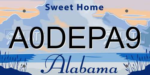 A0DEPA9 Alabama License Plate