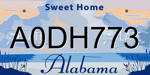 A0DH773 Alabama License Plate