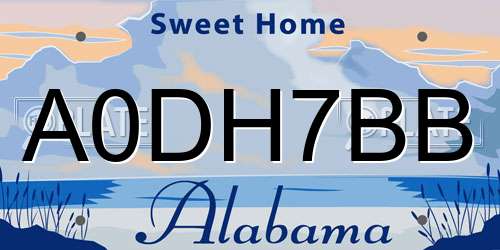 A0DH7BB Alabama License Plate