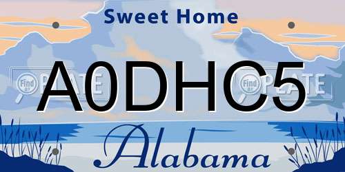 A0DHC5 Alabama License Plate