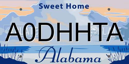 A0DHHTA Alabama License Plate