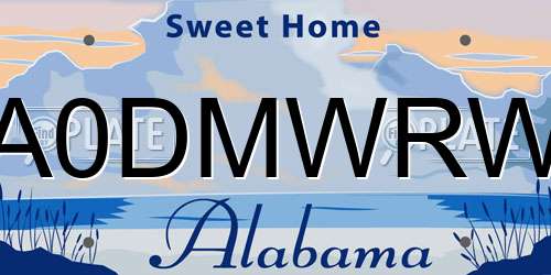 A0DMWRW Alabama License Plate