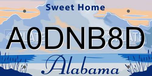 A0DNB8D Alabama License Plate