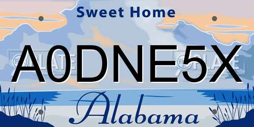 A0DNE5X Alabama License Plate