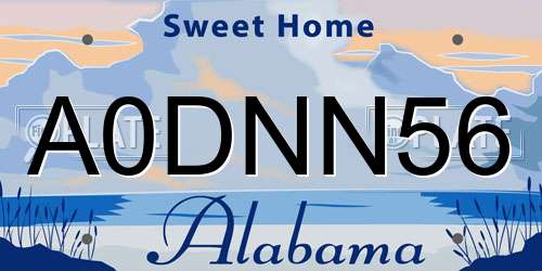 A0DNN56 Alabama License Plate