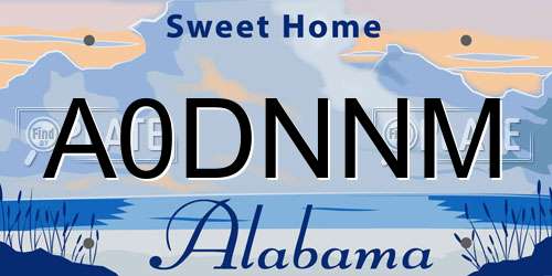 A0DNNM Alabama License Plate