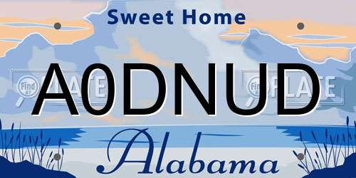 A0DNUD Alabama License Plate