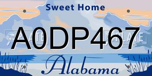 A0DP467 Alabama License Plate