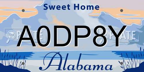 A0DP8Y Alabama License Plate