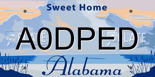 A0DPED Alabama License Plate