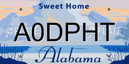 A0DPHT Alabama License Plate