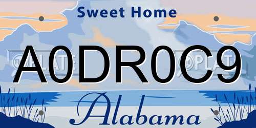 A0DR0C9 Alabama License Plate