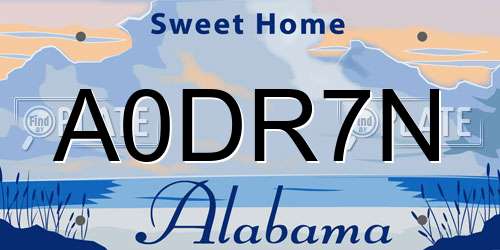 A0DR7N Alabama License Plate