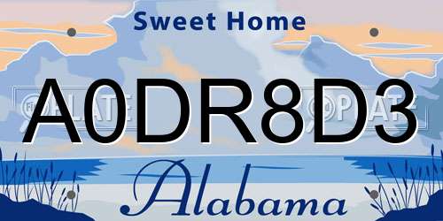 A0DR8D3 Alabama License Plate